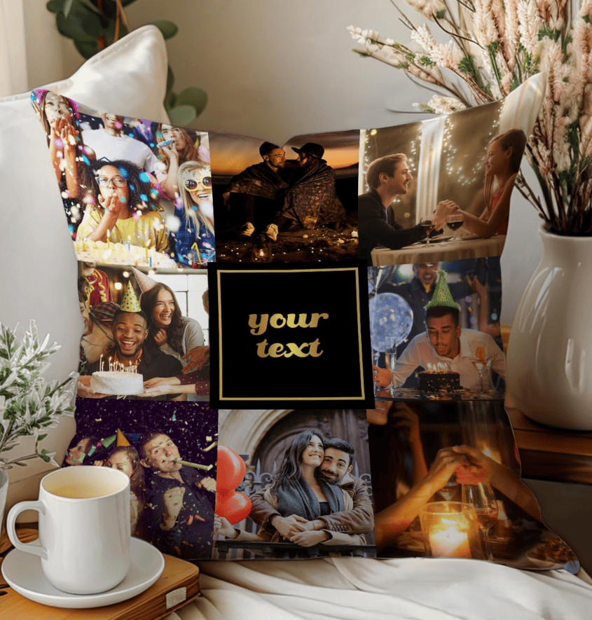 Manufacturer, Exporter, Importer, Supplier, Wholesaler, Retailer, Trader of Satin Personalized 8 Photos and Name Pillow in Gurgaon, Haryana, India.